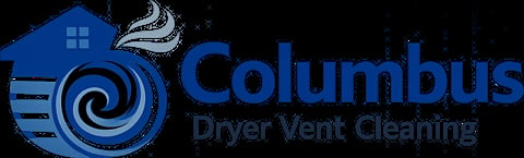 Columbus Dryer Vent Cleaning logo with blue house icon and spiral vortex design